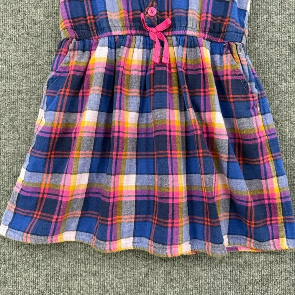 Cat & Jack Girls Plaid Shirt Dress Size 6 Multicolor Gauzy Double Weave Cotton